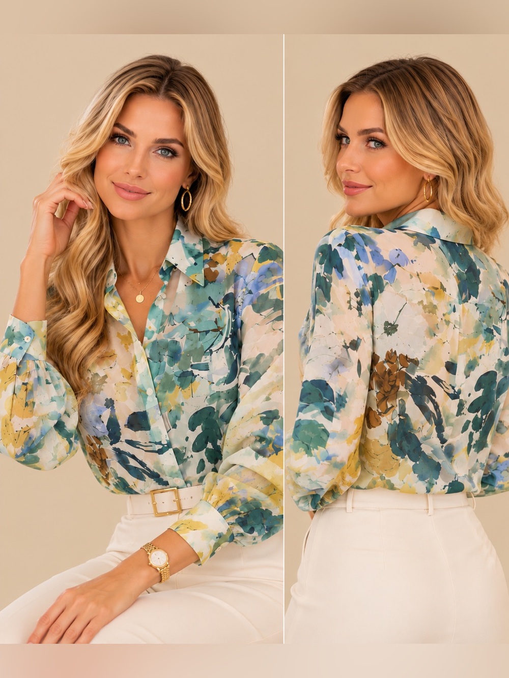 Ted Baker London Floral Watercolor Blouse